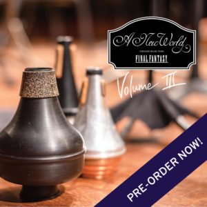 Pre-Order A New World Volume III - trumpet mutes on a concert hall floor
